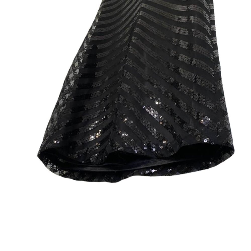 AGB Black Sequin Chevron Mini Dress Sleeveless Size 6 Party Cocktail Sparkle - Picture 5 of 15